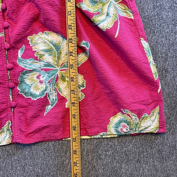 Faherty Floral Button Front Tank Top Sleeveless Hot Pink Size M Dainty Feminine - Picture 9 of 12